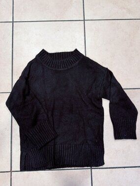 Ann Taylor Forest Green Chunky Knit Mock Neck Oversized Sweater Ribbed Trim XS